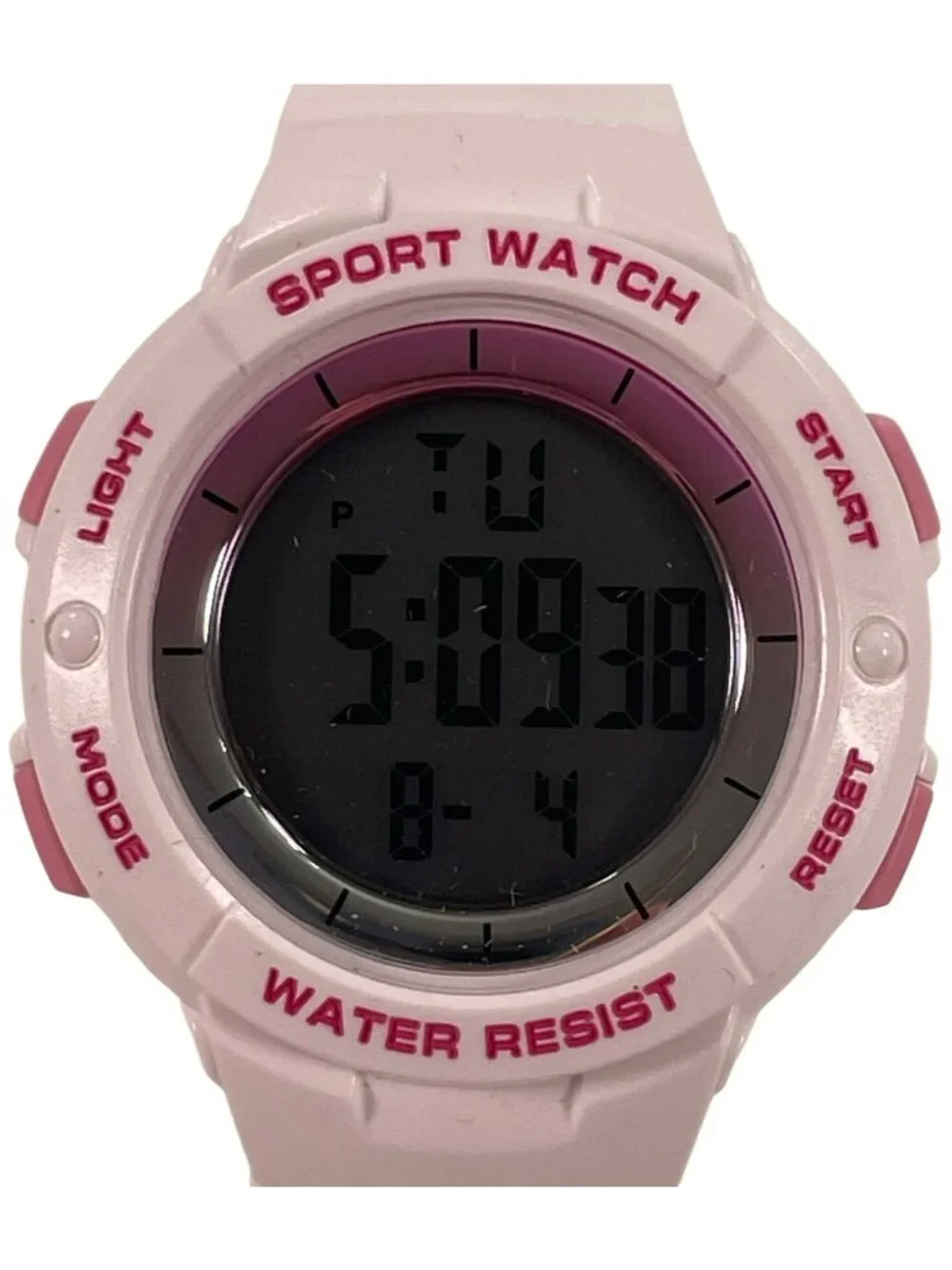 Time And Tru Digital Sport Watch Water Resistant Pink & White Women's O/S NEW